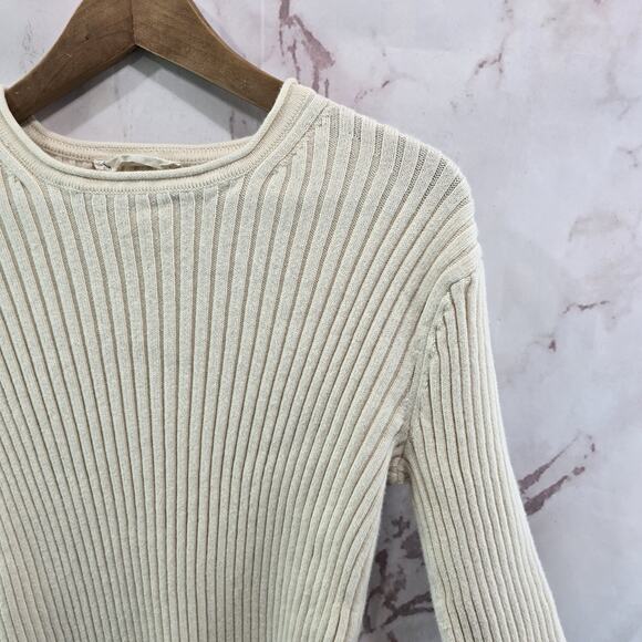 Everlane Sweater Womens Medium Cream Organic Cotton Ribbed Off White Roll Neck - Picture 10 of 10